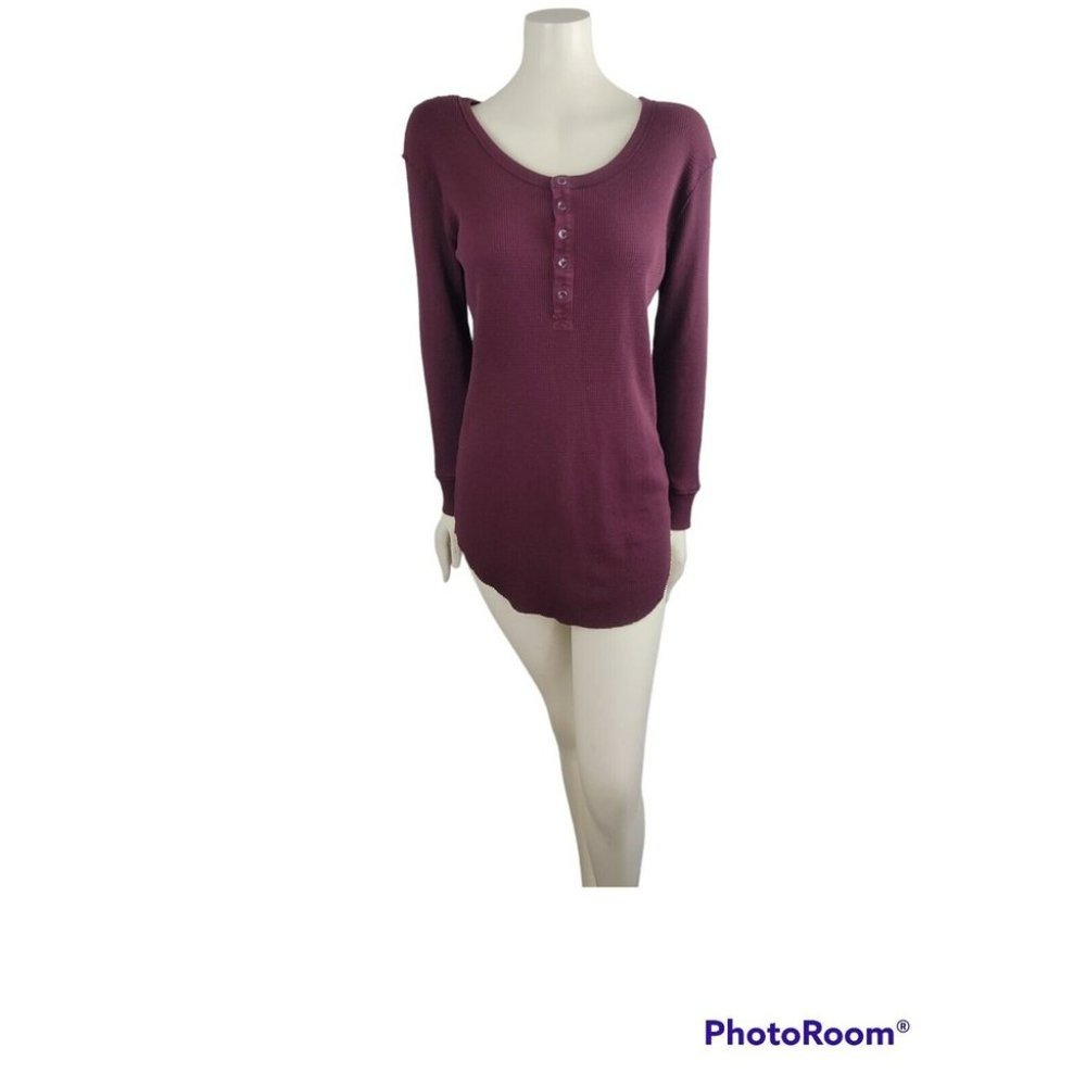 Aritzia TNA Los Santos Dress T-shirt Henley Thermal Long-sleeve Waffle Knit XXS - Picture 2 of 11